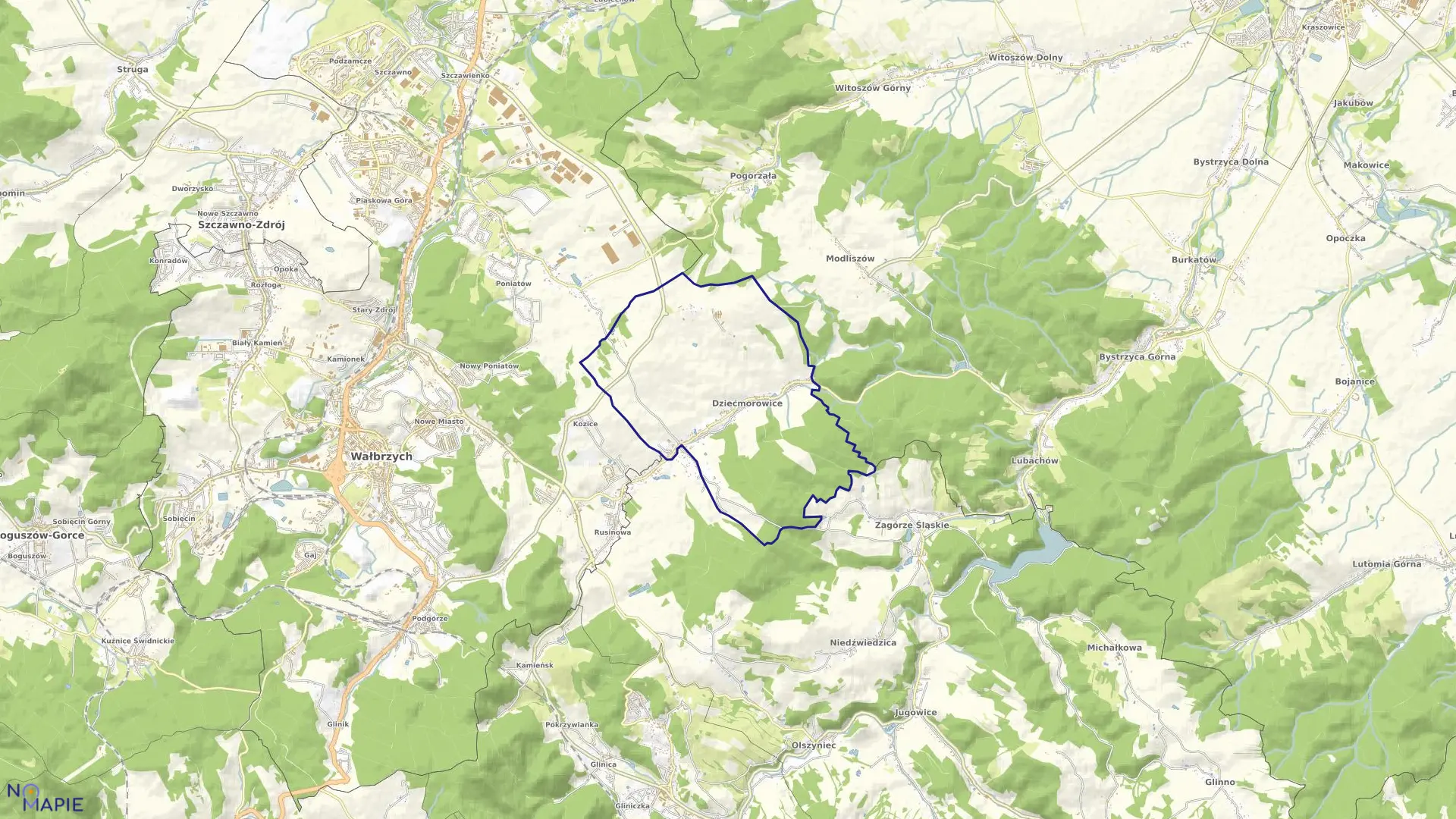 Mapa obrębu Dziećmorowice nr 1 w gminie Walim