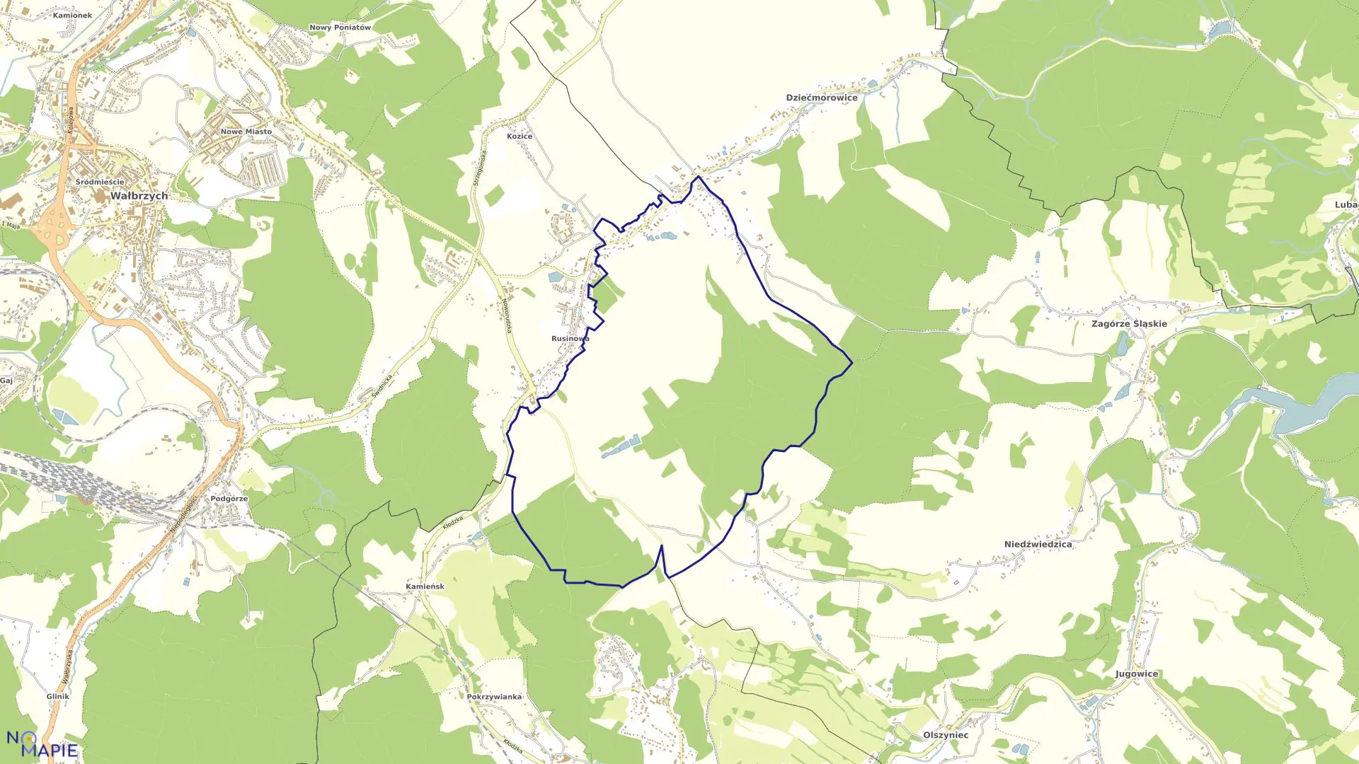 Mapa obrębu Dziećmorowice nr 2 w gminie Walim