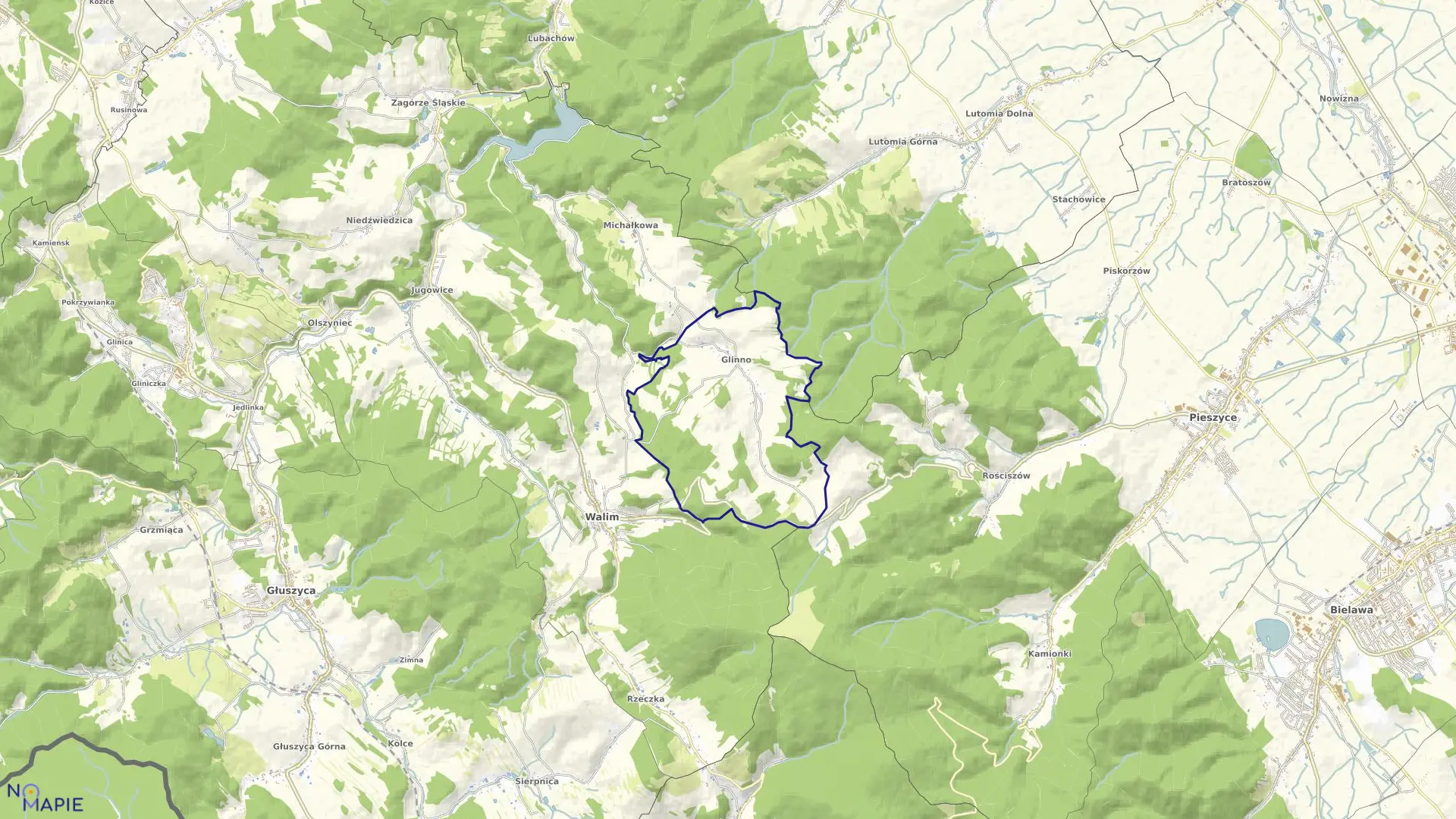 Mapa obrębu GLINNO w gminie Walim