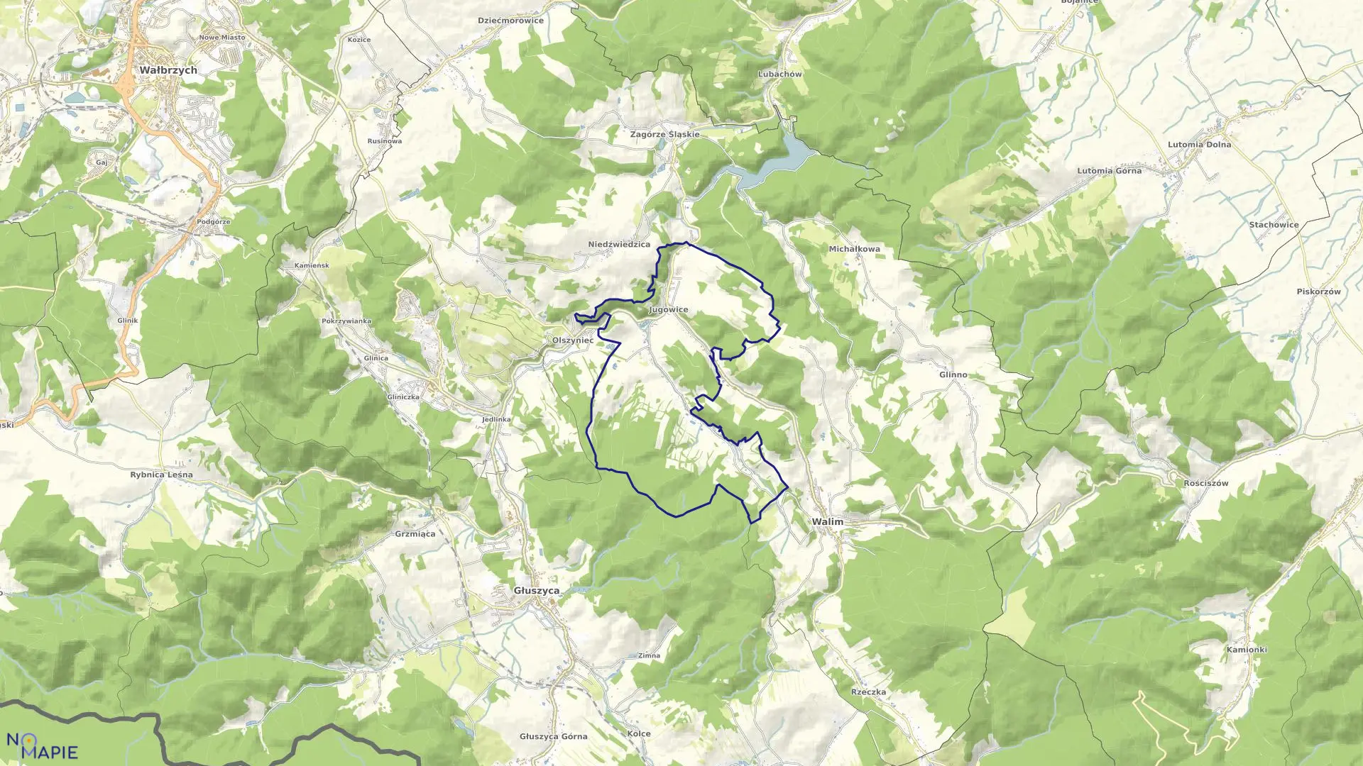 Mapa obrębu JUGOWICE w gminie Walim