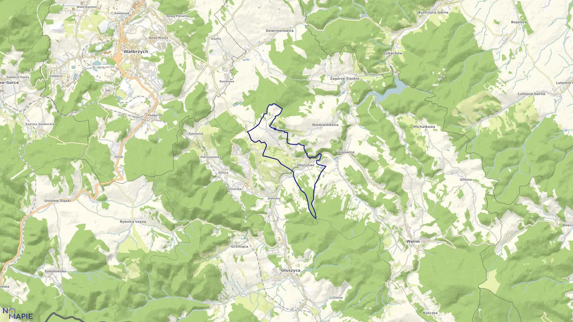 Mapa obrębu OLSZYNIEC w gminie Walim