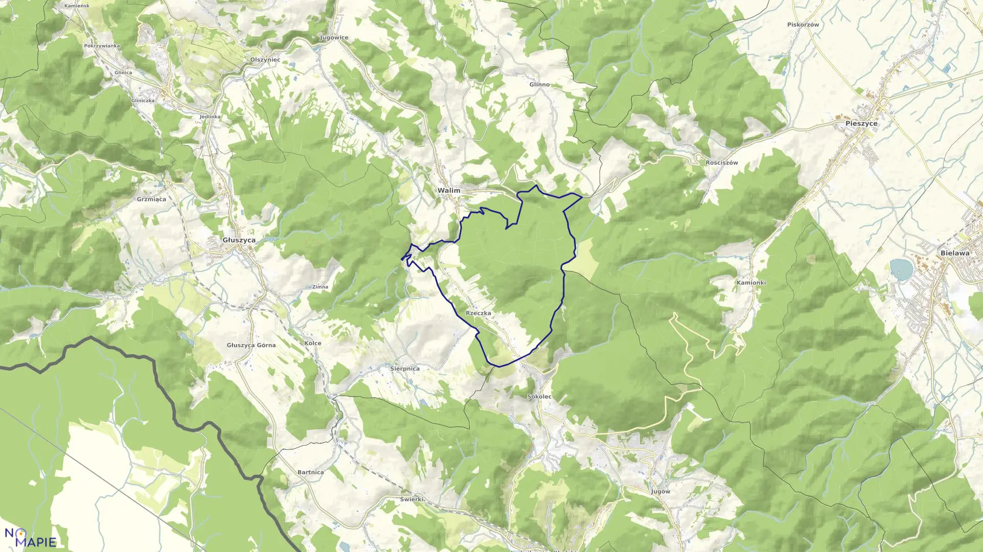 Mapa obrębu RZECZKA w gminie Walim