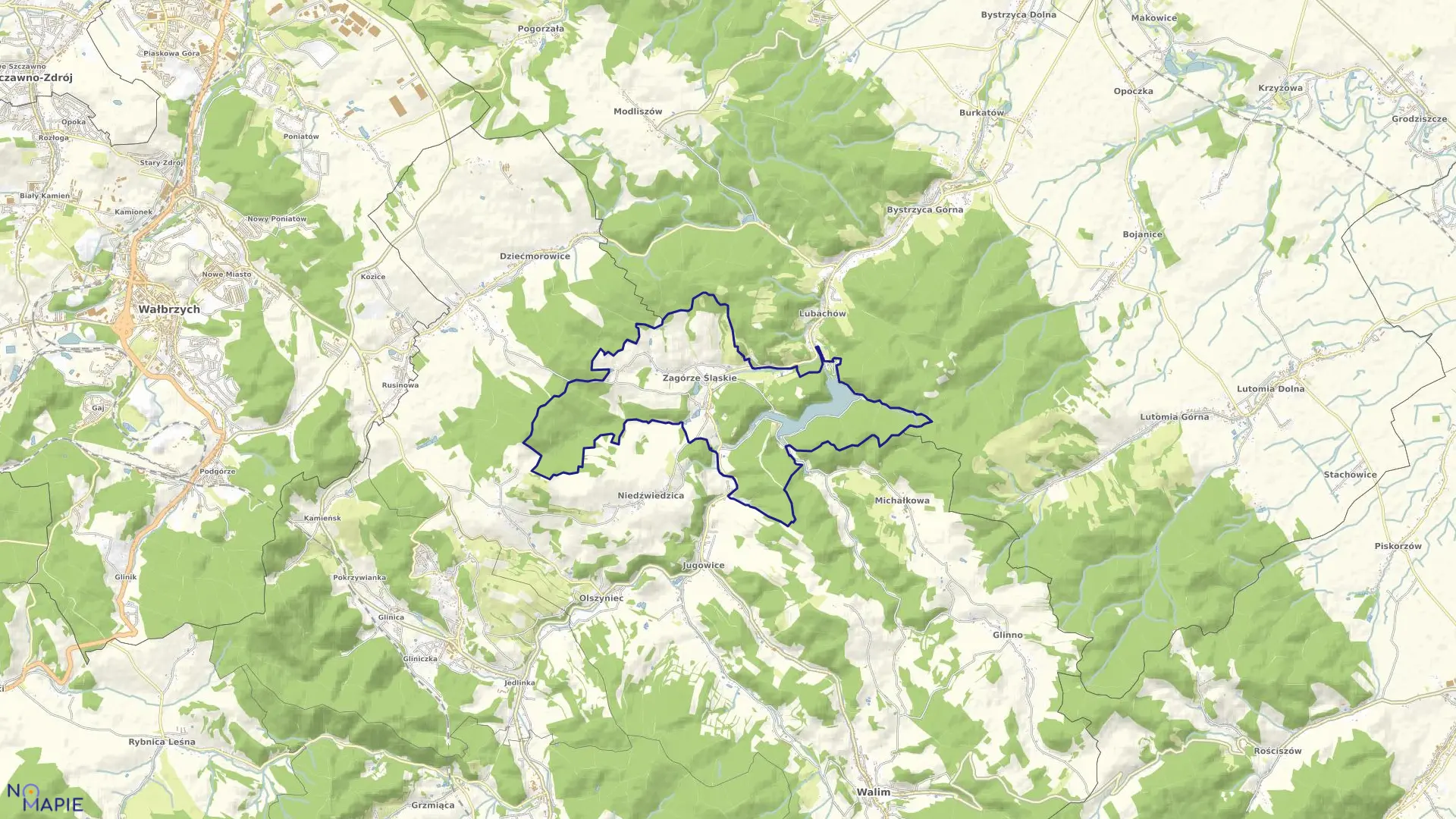 Mapa obrębu ZAGÓRZE ŚLĄSKIE w gminie Walim